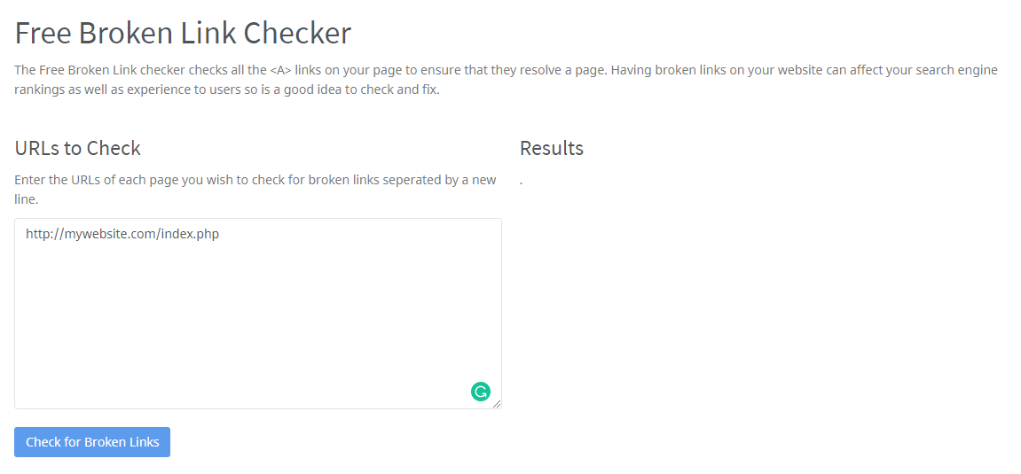 Broken Link Checker tool