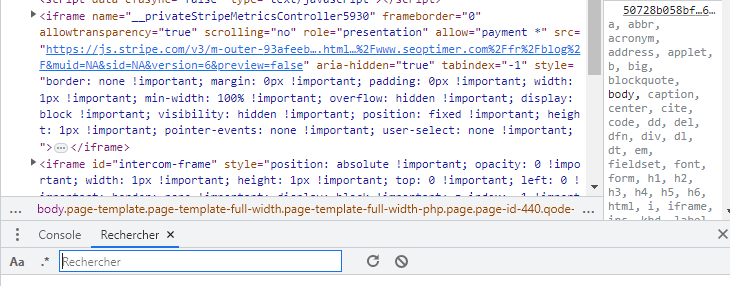 search in page code
